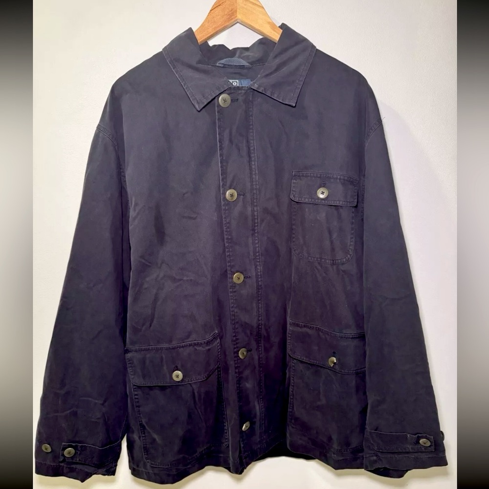 Ralph Lauren Men’s Chore Jacket VTG XL Blue Outdoor Barn Field Zip Button 90s